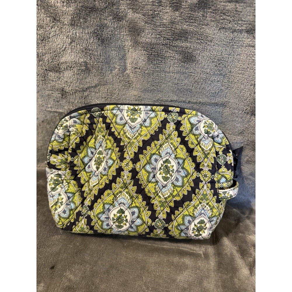 Vera Bradley Cosmetic Bag w/ Handles retired 'Cambridge' Design Blue / Green